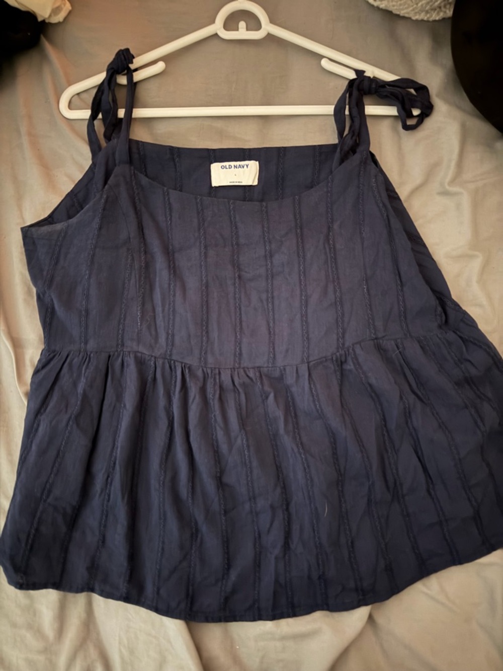 Old Navy Navy Tie-Shoulder Peplum Tank Top